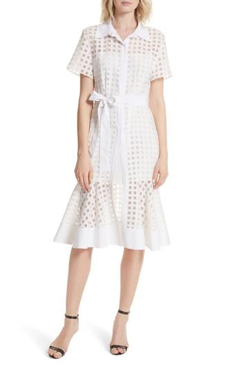 Women's Milly Haley Window Check Shirtdress - White