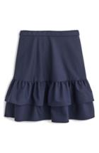 Petite Women's J.crew Wool Flannel Ruffle Skirt P - Blue