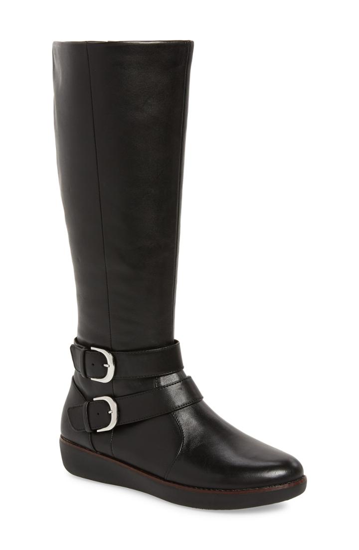 Women's Fitflop Noemi Double Buckle Knee High Boot M - Black