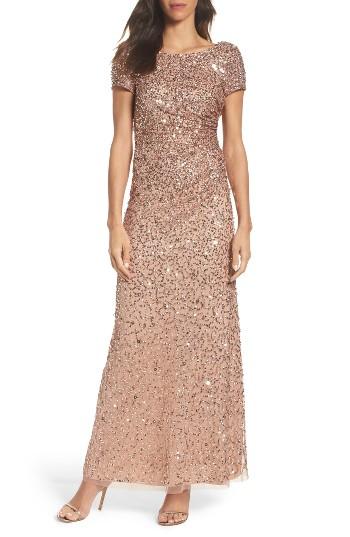 Women's Adrianna Papell Sequin Cowl Back Gown - Pink