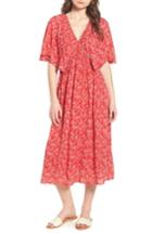 Women's Hinge Kimono Sleeve Midi Dress, Size - Red