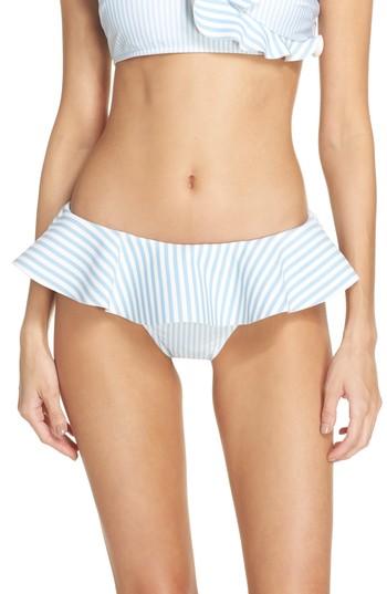 Women's Ted Baker London Ruffle Stripe Bikini Bottoms - Blue
