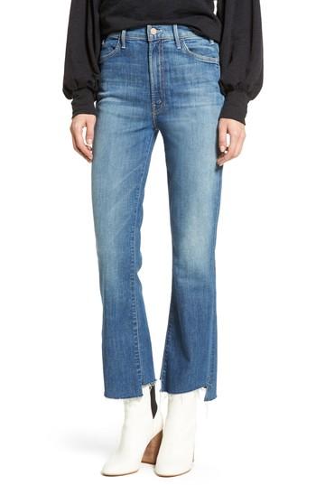 Women's Mother The Hustler Two Step Fray Step Hem Jeans - Blue