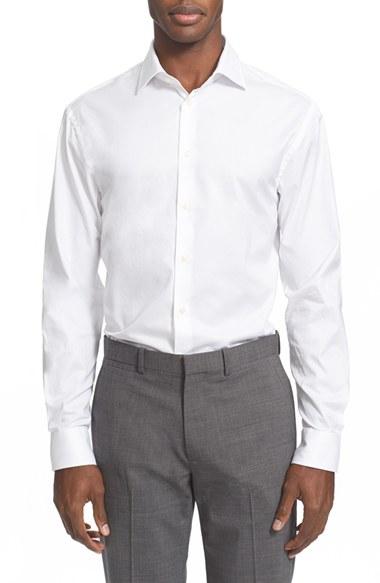Men's Armani Collezioni Slim Fit Twill Dress Shirt .5 - White