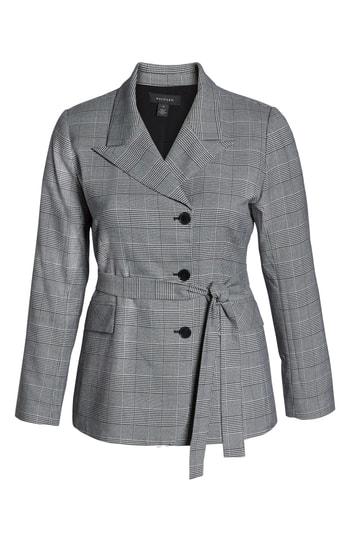 Petite Women's Halogen Belted Plaid Blazer P - Black