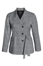 Petite Women's Halogen Belted Plaid Blazer P - Black