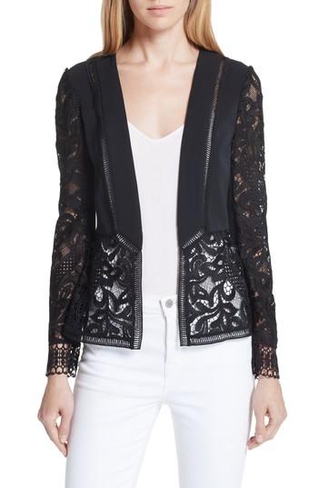Women's Ted Baker London Liela Sheer Lace Panel Jacket - Black