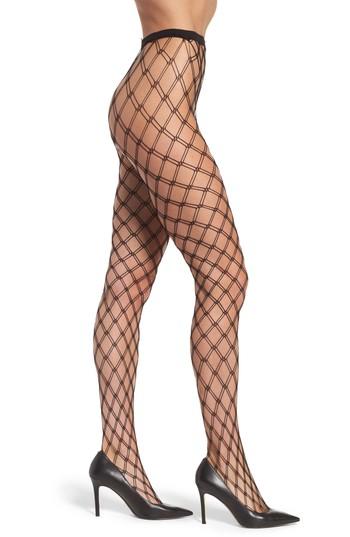 Women's Nordstrom Double Diamond Fishnet Tights - Black