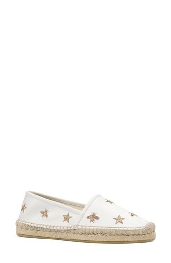 Women's Gucci Pilar Bee Embroidery Espadrille Us / 35eu - White