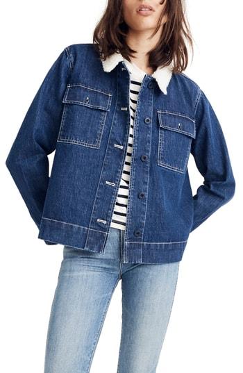 Women's Madewell Denim Northward Crop Army Jacket