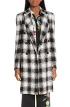Women's Etro Double Breasted Checked Tweed Jacket Us / 40 It - White