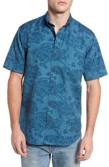 Men's Reyn Spooner Hoku Garden Modern Fit Shirt, Size - Blue