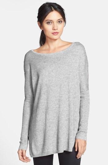 Trouve Side Slit Tunic Sweater Heather Pe
