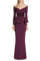 Women's Chiara Boni La Petite Robe Almunda Off The Shoulder Peplum Gown - Burgundy