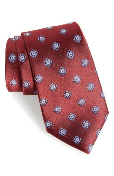 Men's Nordstrom Men's Shop Bright Neat Silk Tie, Size - Red