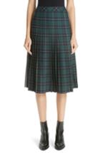 Women's Sandy Liang Pleated Plaid Uniform Skirt - Green