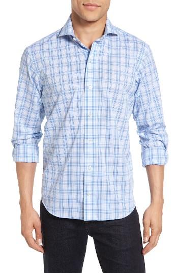 Men's Ledbury The Robinette Classic Fit Plaid Sport Shirt, Size - Blue