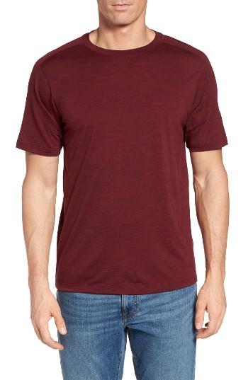 Men's Ibex Regular Fit Overdyed Merino Wool T-shirt - Burgundy