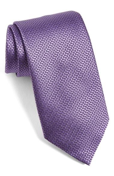 Men's Ermenegildo Zegna Geometric Silk Tie, Size - Purple
