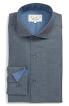 Men's Ted Baker London Coorm Trim Fit Geometric Dress Shirt .5 - 34/35 - Black