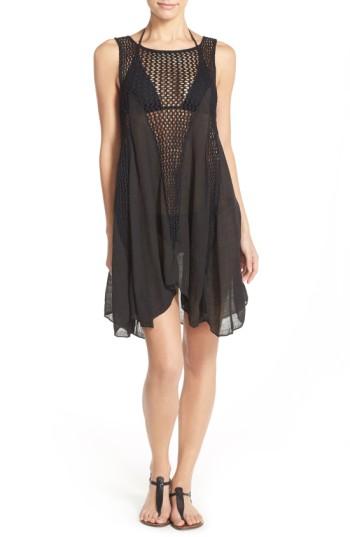 Women's Elan Crochet Inset Cover-up Dress - Black