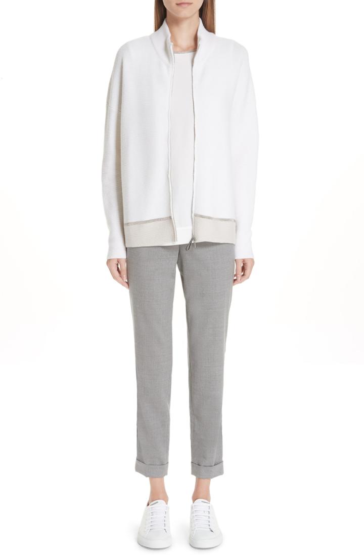 Women's Fabiana Filippi Beaded Tropical Stretch Wool Slim Pants Us / 40 It - Grey