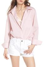 Women's Treasure & Bond Loose Sleeve Poplin Tunic Shirt, Size - Pink