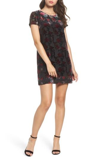 Women's Forest Lily Burnout Velvet Shift Dress - Red