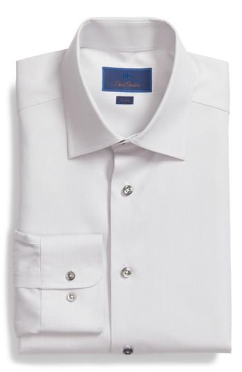 Men's David Donahue Trim Fit Solid Dress Shirt - 32/33 - Grey