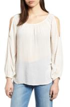 Women's Velvet By Graham & Spencer Swiss Dot Cold Shoulder Top - Ivory