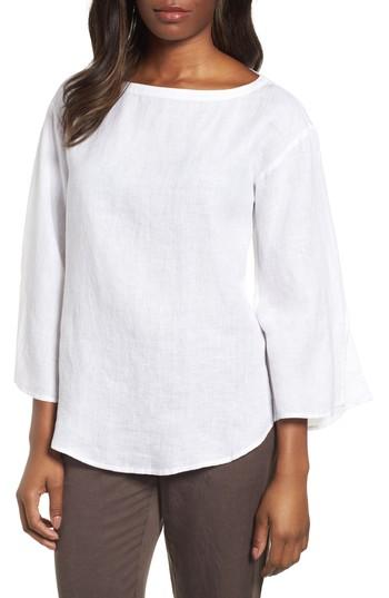 Women's Eileen Fisher Woven Organic Linen Top, Size - White