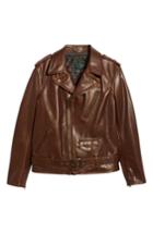 Men's Schott Nyc '50s Oil Tanned Cowhide Leather Moto Jacket - Brown