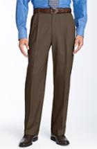 Men's Ballin Double Reverse Pleated Wool Twill Trousers - Brown