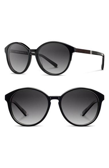 Women's Shwood 'bailey' 53mm Polarized Sunglasses - Black/ Ebony/ Grey Fade Polar