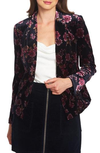 Women's 1.state Gallant Garden Stretch Velvet Blazer - Blue