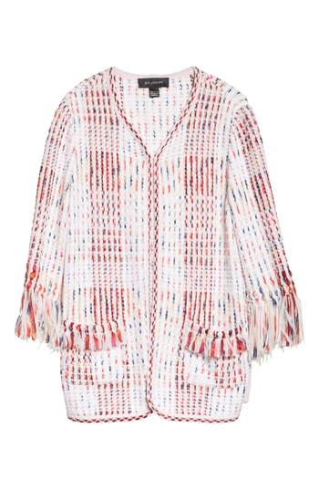 Women's St. John Collection Ribbon Macro Plaid Cardigan