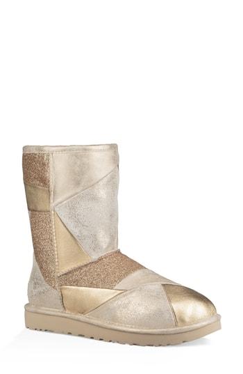 Women's Ugg Classic Glitter Patchwork Bootie M - Metallic