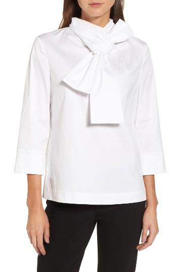 Women's Halogen Bow Neck Top - White