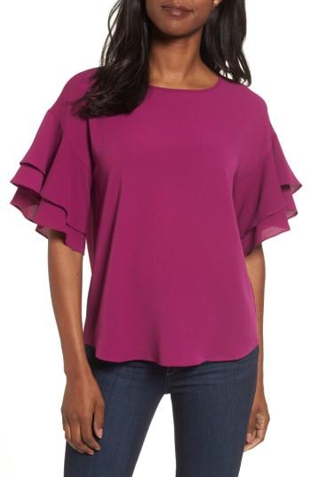 Women's Pleione Double Ruffle Sleeve Blouse - Purple