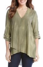 Women's Karen Kane Print Asymmetrical Faux Wrap Top - Green