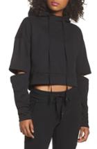 Women's Alo Peak Cutout Long Sleeve Pullover Crop Hoodie - Black