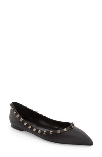 Women's Valentino Garavani 'rockstud' Flat Us / 39eu - Black
