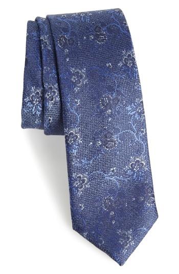 Men's Calibrate Jacquard Silk Blend Skinny Tie, Size - Blue
