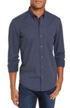 Men's W.r.k 'reworkd' Trim Fit Dot Print Mixed Media Sport Shirt, Size - Blue