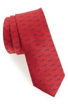 Men's 1901 Shark Print Silk Skinny Tie, Size - Red