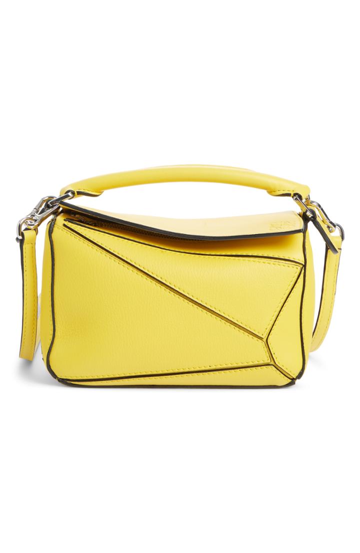 Loewe Mini Puzzle Calfskin Leather Bag - Yellow