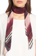 Women's Halogen Stripe Silk Skinny Scarf, Size - Burgundy