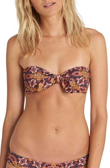 Women's Billabong Sun Tribe Tie Front Bandeau Bikini Top - Red