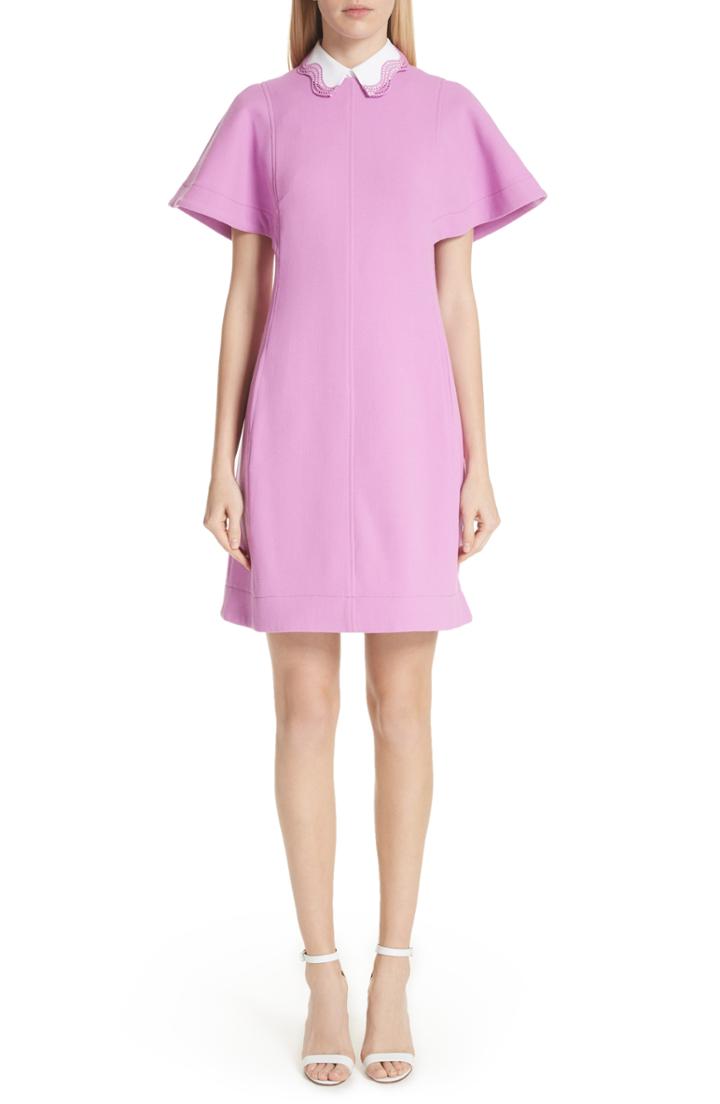 Women's Lela Rose Detachable Embroidered Collar Tunic Dress - Purple