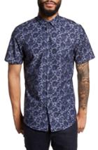 Men's Calibrate Floral Print Sport Shirt, Size - Blue